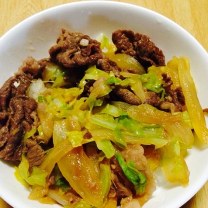 野菜たっぷりで、ヘルシー！
すき家の牛丼にも負けてないくらいです！
卵入れ忘れたので次は卵を入れて食べてみたいです！